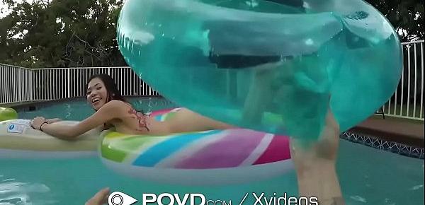  POVD Soaked slanted pussy DRILLED poolside